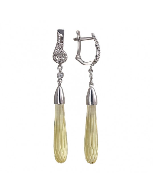 Серьги из серебра 925 пробы с фианитами и стеклом 01С259664-2