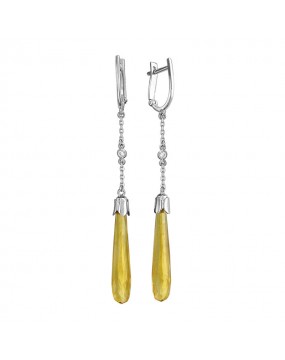 Серьги из серебра 925 пробы с фианитами и стеклом 01С259659