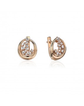 Серьги из красного золота 585 пробы с фианитами 01С1113363