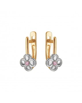 Серьги из красного золота 585 пробы с фианитами 01С2111667Р-2. Размер: б/р
