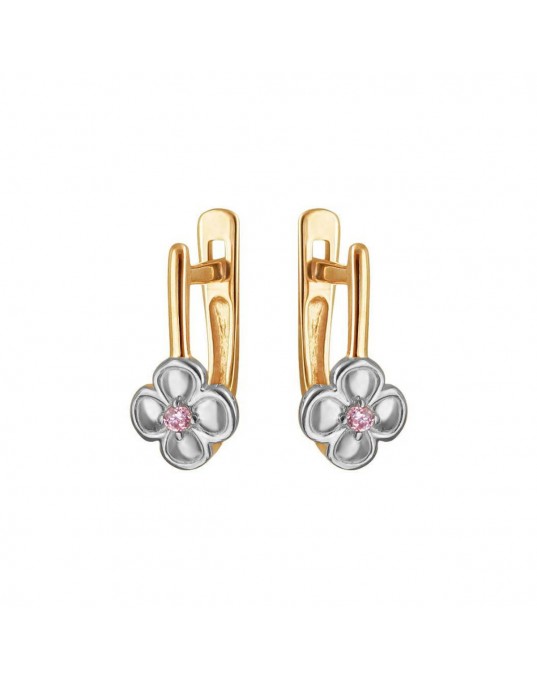 Серьги из красного золота 585 пробы с фианитами 01С2111667Р-2. Размер: б/р