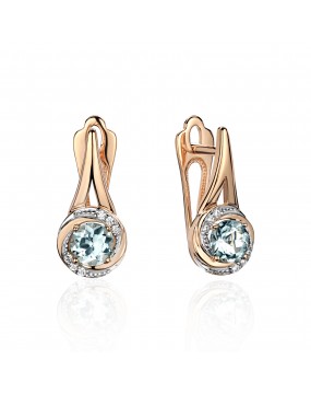 Серьги из красного золота 585 пробы с топазами и фианитами 01С3114173Р-2