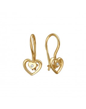 Серьги из желтого золота 585 пробы с фианитами 01С139241
