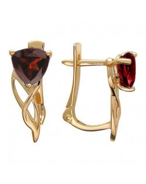 Серьги из красного золота 585 пробы с гранатами 01С315359-2