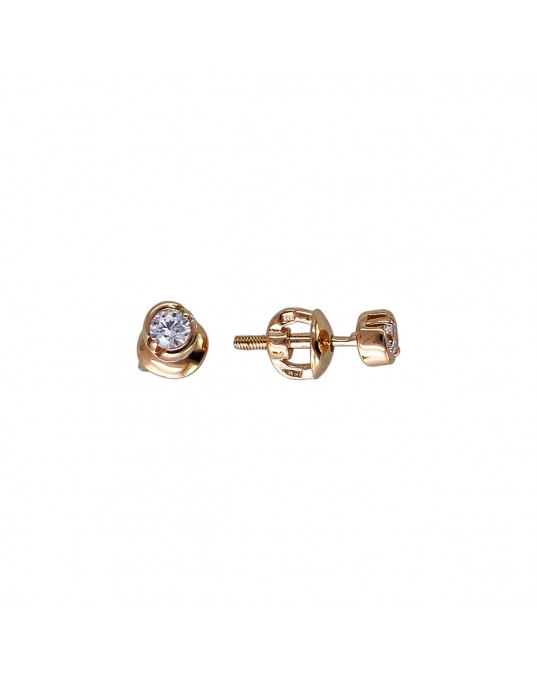 Серьги из красного золота 585 пробы с фианитами 01С115754