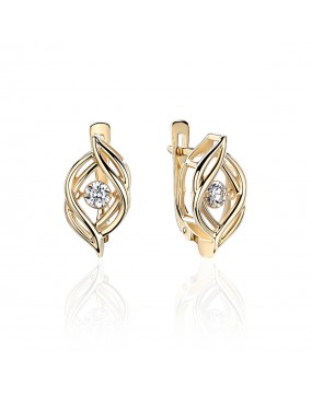 Серьги из желтого золота 585 пробы с фианитами 01С1311851