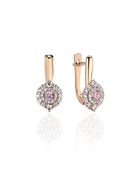 Серьги из красного золота 585 пробы с фианитами 01С2113840Р-1