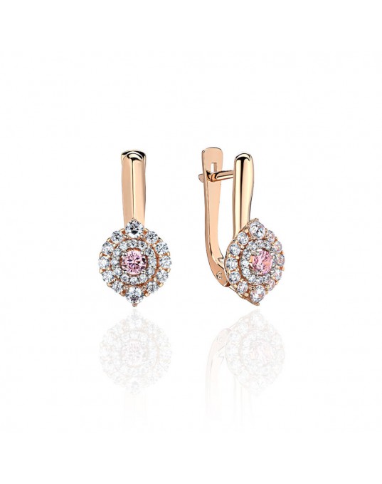 Серьги из красного золота 585 пробы с фианитами 01С2113840Р-1