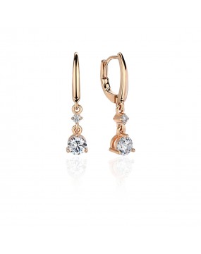 Серьги из красного золота 585 пробы с фианитами 01С1113775