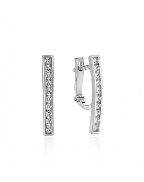 Серьги из белого золота 585 пробы с фианитами 01С1211653