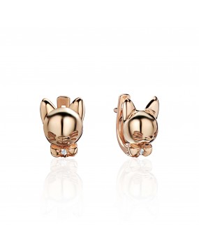Серьги из красного золота 585 пробы с фианитами 01С1114118