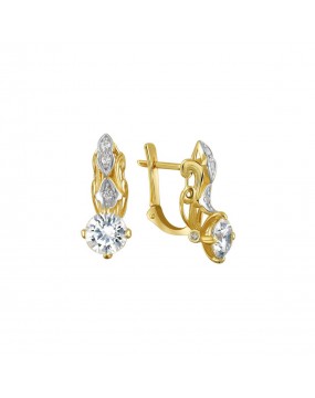 Серьги из желтого золота 585 пробы с фианитами 01С1311992Р