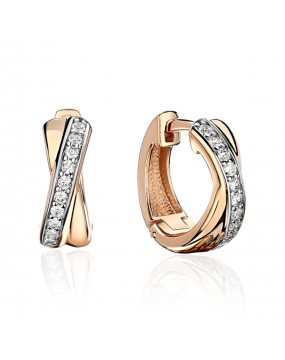 Серьги конго из красного золота 585 пробы с фианитами 01С1113945Р