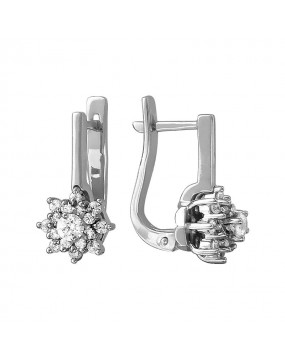 Серьги из белого золота 585 пробы с фианитами 01С126003