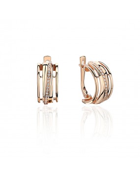 Серьги из красного золота 585 пробы с фианитами 01С1113756