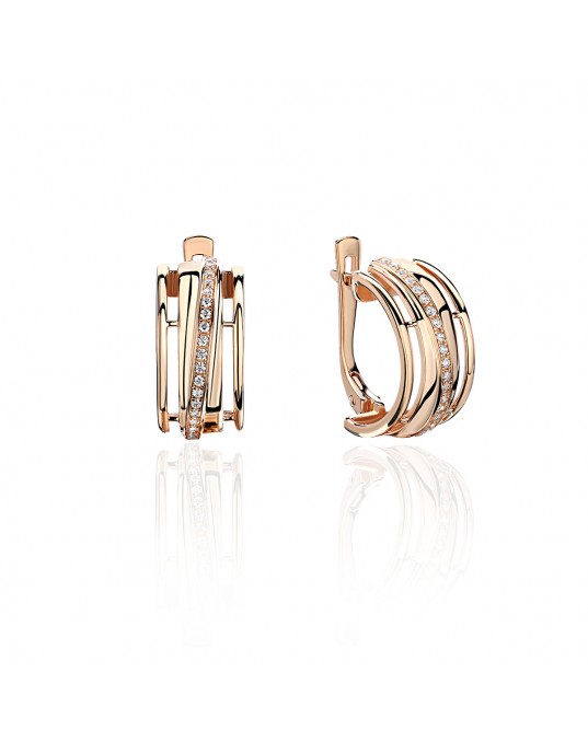 Серьги из красного золота 585 пробы с фианитами 01С1113756