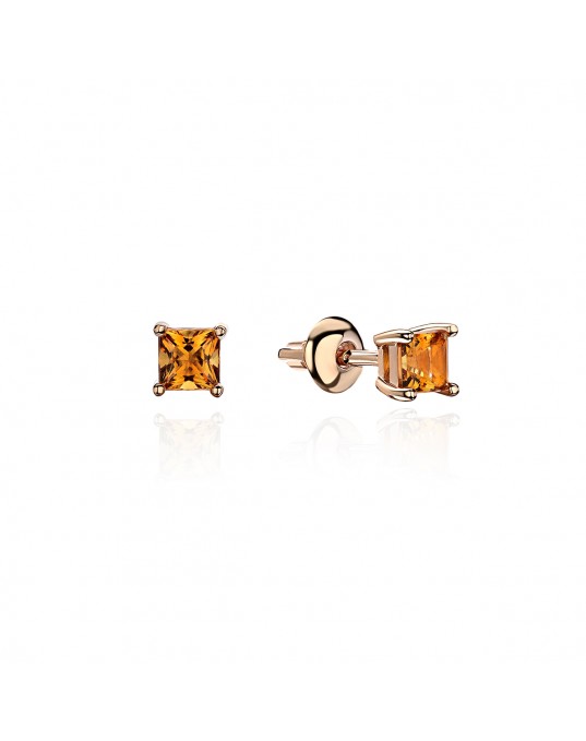 Серьги из красного золота 585 пробы с цитрином 01С3113969-2