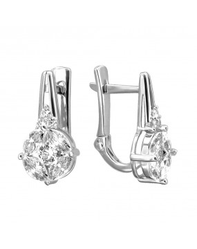 Серьги из белого золота 585 пробы с фианитами 01С1212059