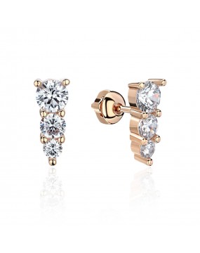 Серьги из красного золота 585 пробы с фианитами 01С1113836