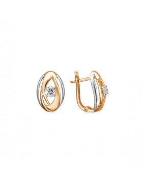Серьги из красного золота 585 пробы с фианитами 01С1112908Р