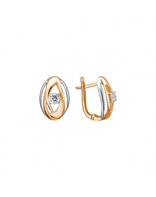 Серьги из красного золота 585 пробы с фианитами 01С1112908Р