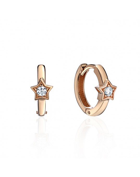 Серьги из красного золота 585 пробы с фианитом 01С1113822