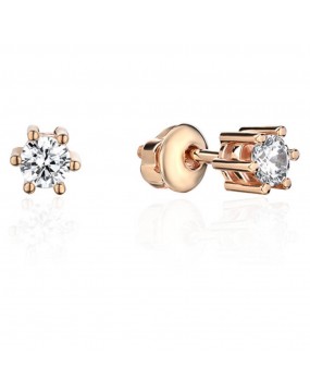 Серьги из красного золота 585 пробы с фианитами 01С112287