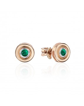 Серьги из красного золота 585 пробы с изумрудами 01С517568-2
