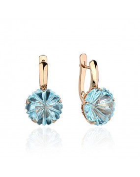 Серьги из красного золота 585 пробы с топазом 01С317919-1