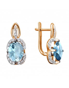 Серьги из золоченого серебра 925 пробы с фианитами и топазами 01С3512177РА-2