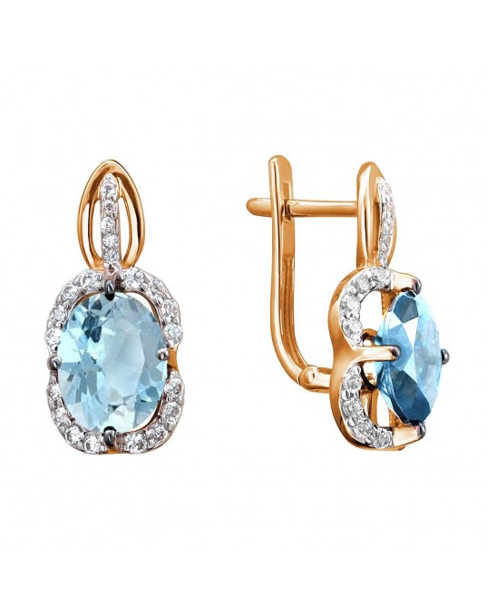 Серьги из золоченого серебра 925 пробы с фианитами и топазами 01С3512177РА-2