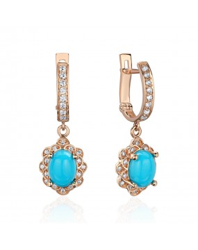 Серьги из красного золота 585 пробы с фианитами 01С4110973-1
