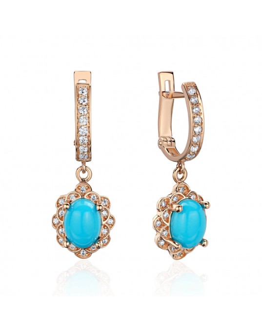 Серьги из красного золота 585 пробы с фианитами 01С4110973-1