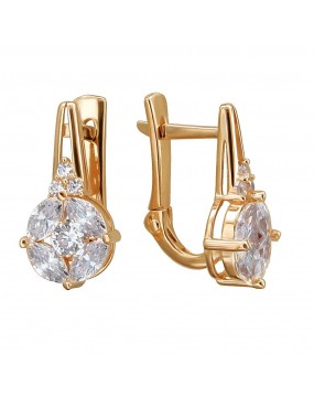 Серьги из красного золота 585 пробы с фианитами 01С1112059