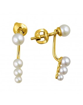 Серьги из желтого золота 585 пробы с жемчугом 01С3311963-1