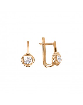 Серьги из красное золота 585 пробы с фианитом 01С1112771. Размер: б/р