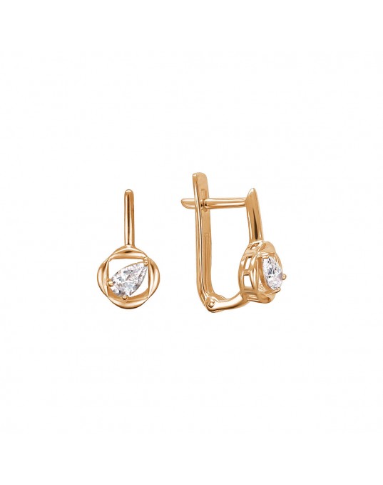 Серьги из красное золота 585 пробы с фианитом 01С1112771. Размер: б/р