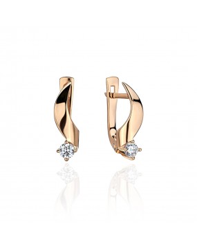 Серьги из красного золота 585 пробы с фианитами 01С1113804