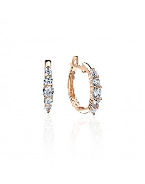 Серьги из красного золота 585 пробы с фианитами 01С1113717