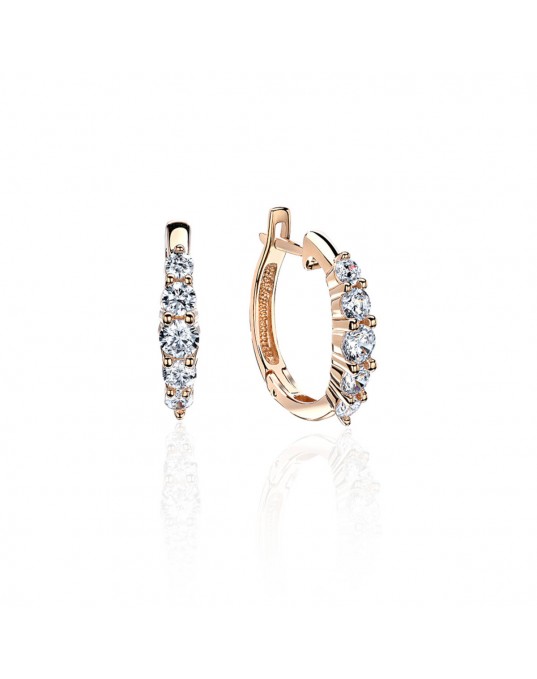 Серьги из красного золота 585 пробы с фианитами 01С1113717