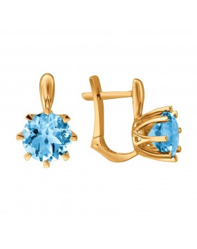 Серьги из красного золота 585 пробы с топазами 01С3112165-5