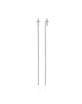 Серьги из белого золота 585 пробы с фианитами 01С126483