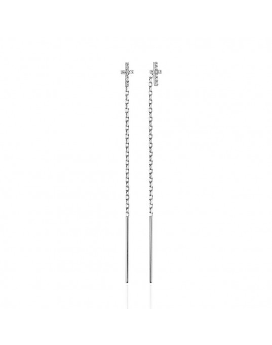 Серьги из белого золота 585 пробы с фианитами 01С126483