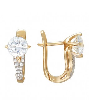 Серьги из золоченого серебра 925 пробы с фианитами 01С156256А