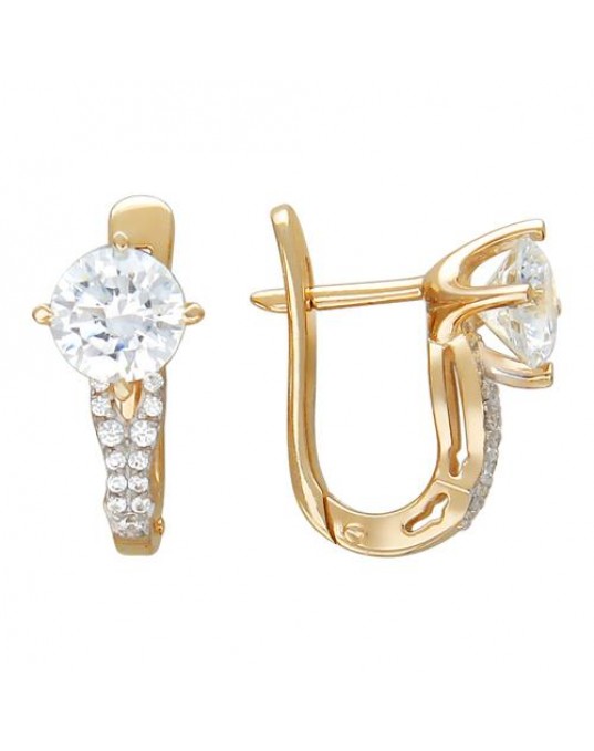 Серьги из золоченого серебра 925 пробы с фианитами 01С156256А