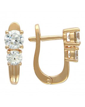 Серьги из красного золота 585 пробы с фианитами 01С114541