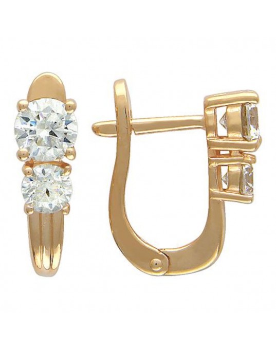Серьги из красного золота 585 пробы с фианитами 01С114541