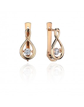 Серьги из красного золота 585 пробы с фианитами 01С117962