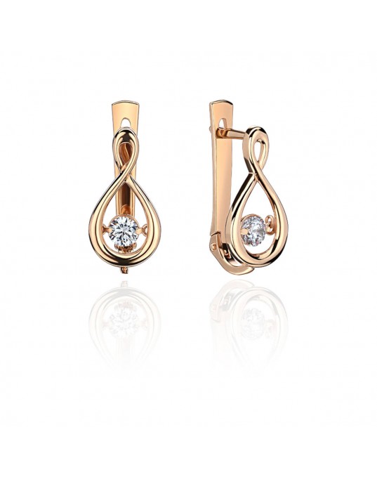 Серьги из красного золота 585 пробы с фианитами 01С117962