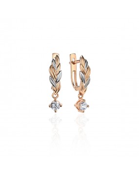 Серьги из красного золота 585 пробы с фианитами 01С1112595Р